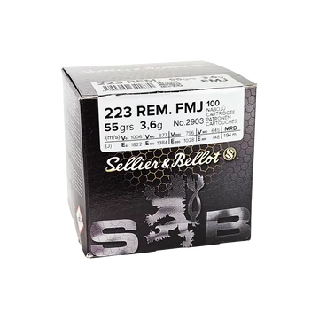 Sellier & Bellot .223R, 3,6g, FMJ lőszer, 100db/dob V341872