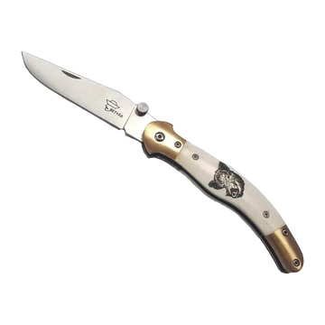 Betyár bicska, fejesgörbe, csont markolat, vaddisznó motívum