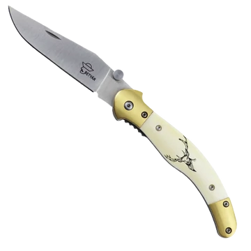 Betyár bicska, fejesgörbe, csont markolat, szarvas motívum