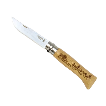 Opinel no.8 kés, inox, vaddisznó minta