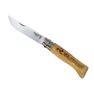 Opinel no.8 kés, inox, szarvas minta