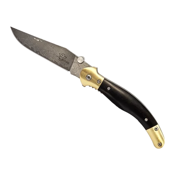 Betyár bicska, fejesgörbe, ébenfa, damaszkuszi acél penge