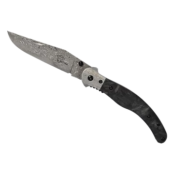 Betyár bicska, fejesgörbe, forged carbon markolat, damaszk VG10