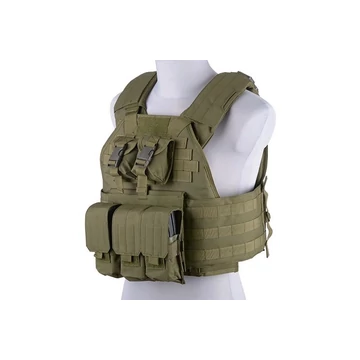 GFC Plate Carrier taktikai mellény, zsebekkel, olív