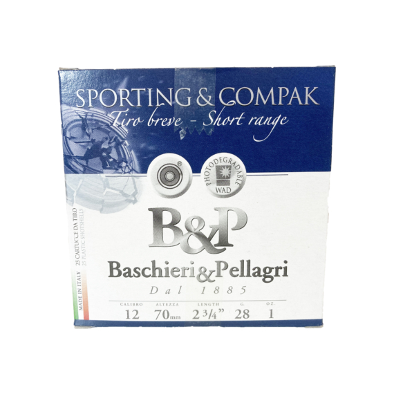 Baschieri & Pellagri 12/70 Sporting & Compak Short Range 28g, 2,10 mm sörétes lőszer