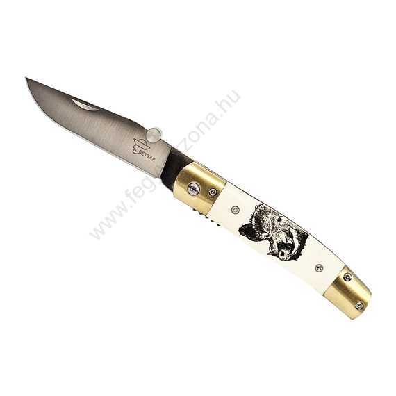Betyár bicska, maskara, csont markolat, vaddisznó motívum