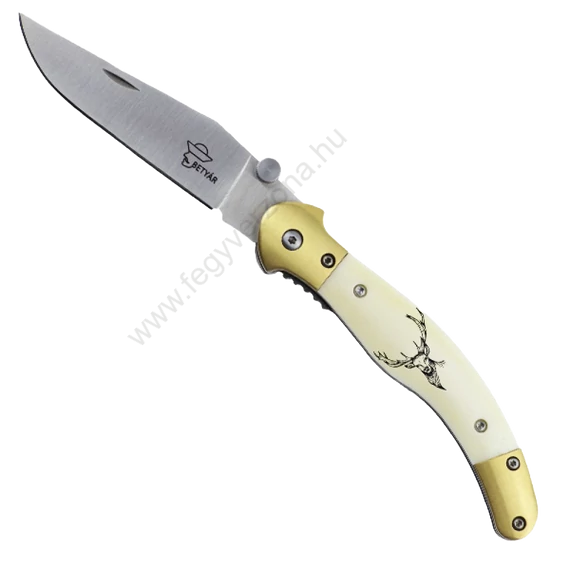 Betyár bicska, fejesgörbe, csont markolat, szarvas motívum