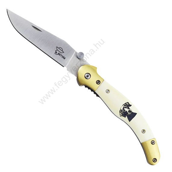 Betyár bicska, fejesgörbe, csont markolat, vizsla motívum