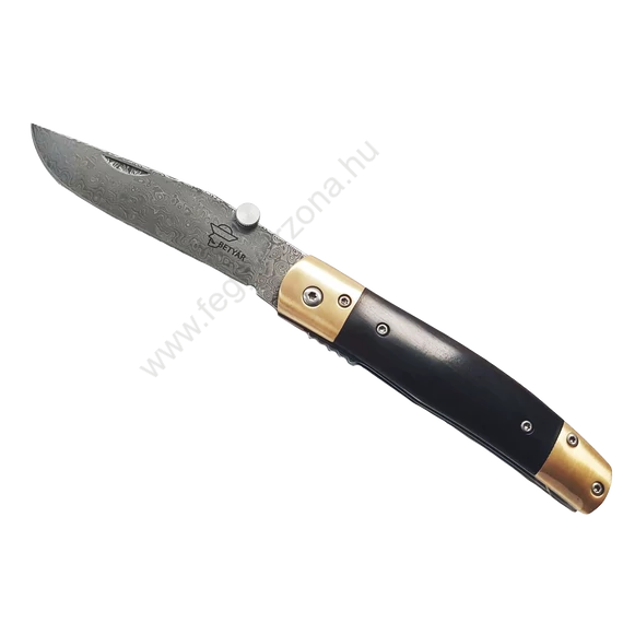 Betyár bicska, maskara, fa markolat, damaszk