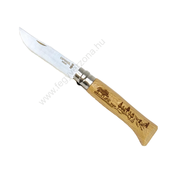 Opinel no.8 kés, inox, vaddisznó minta