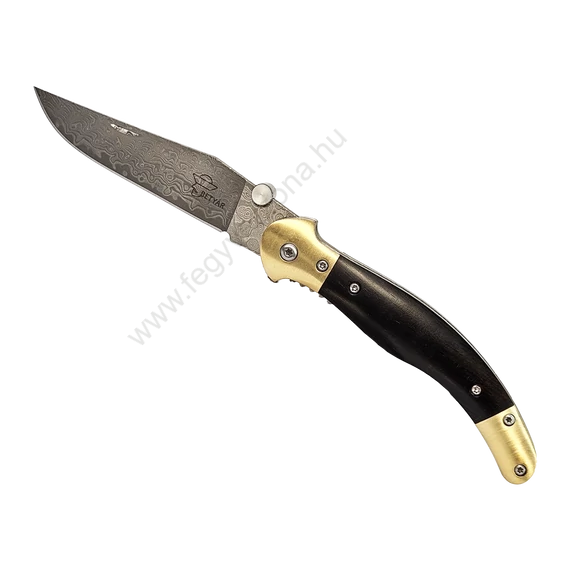 Betyár bicska, fejesgörbe, ébenfa, damaszkuszi acél penge