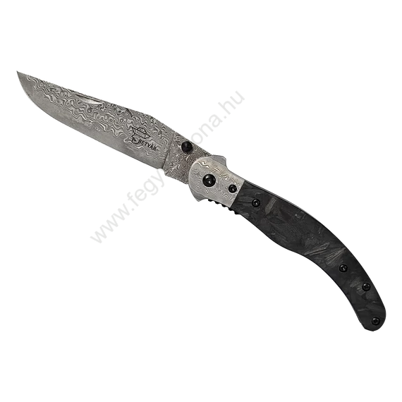 Betyár bicska, fejesgörbe, forged carbon markolat, damaszk VG10