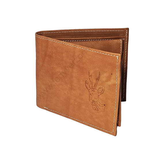 Bőr pénztárca, őz motívummal - világosbarna